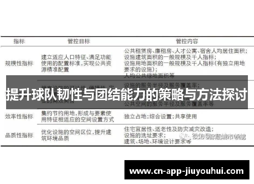 提升球队韧性与团结能力的策略与方法探讨